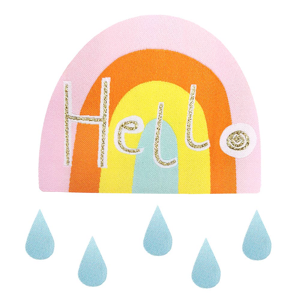Bügelstoffsticker – Rainbow „Hello“ with Raindrops -  - Who said